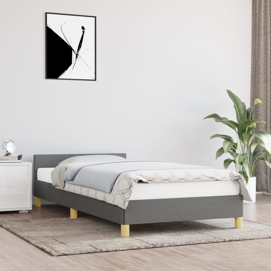 Bedframe zonder matras 100x200 cm stof donkergrijs is nu te koop bij PeponiXL, paradijselijk wonen!