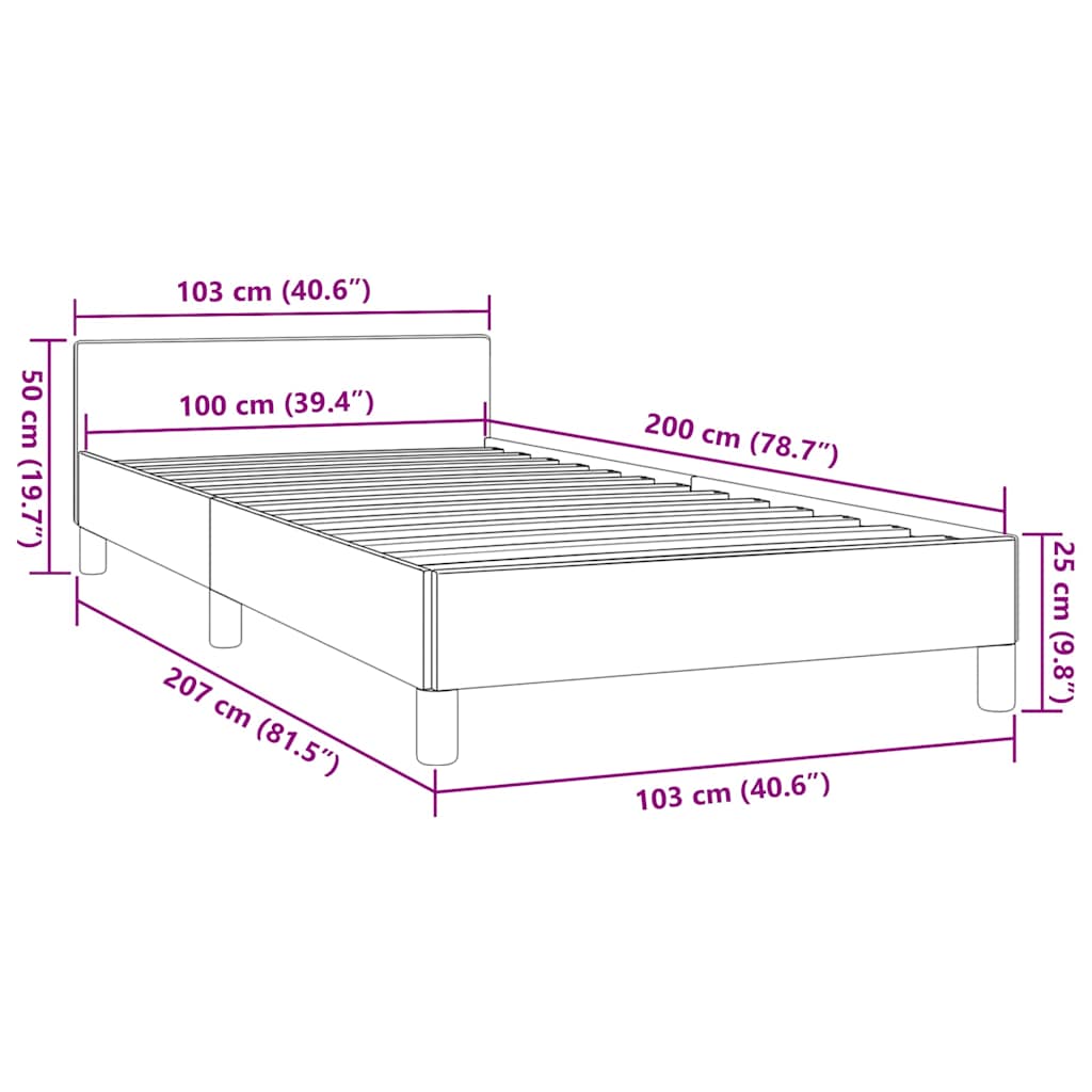 Bedframe zonder matras 100x200 cm stof donkerbruin is nu te koop bij PeponiXL, paradijselijk wonen!