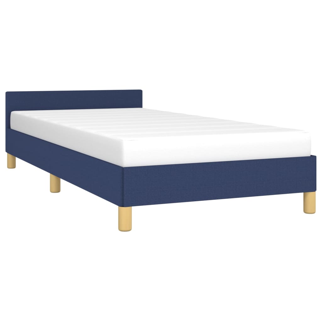 Bedframe met hoofdeinde zonder matras 100x200 cm stof blauw is nu te koop bij PeponiXL, paradijselijk wonen!