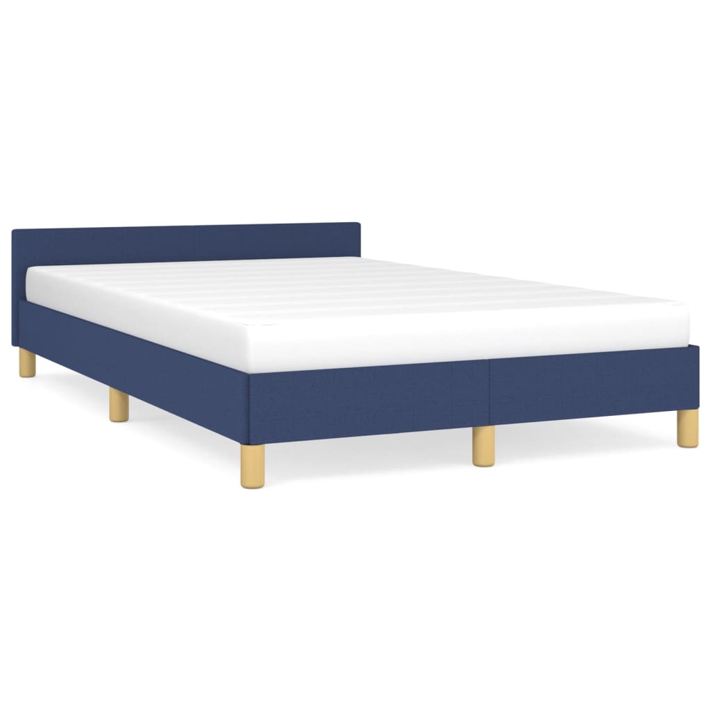 Bedframe met hoofdeinde zonder matras 120x200 cm stof blauw is nu te koop bij PeponiXL, paradijselijk wonen!