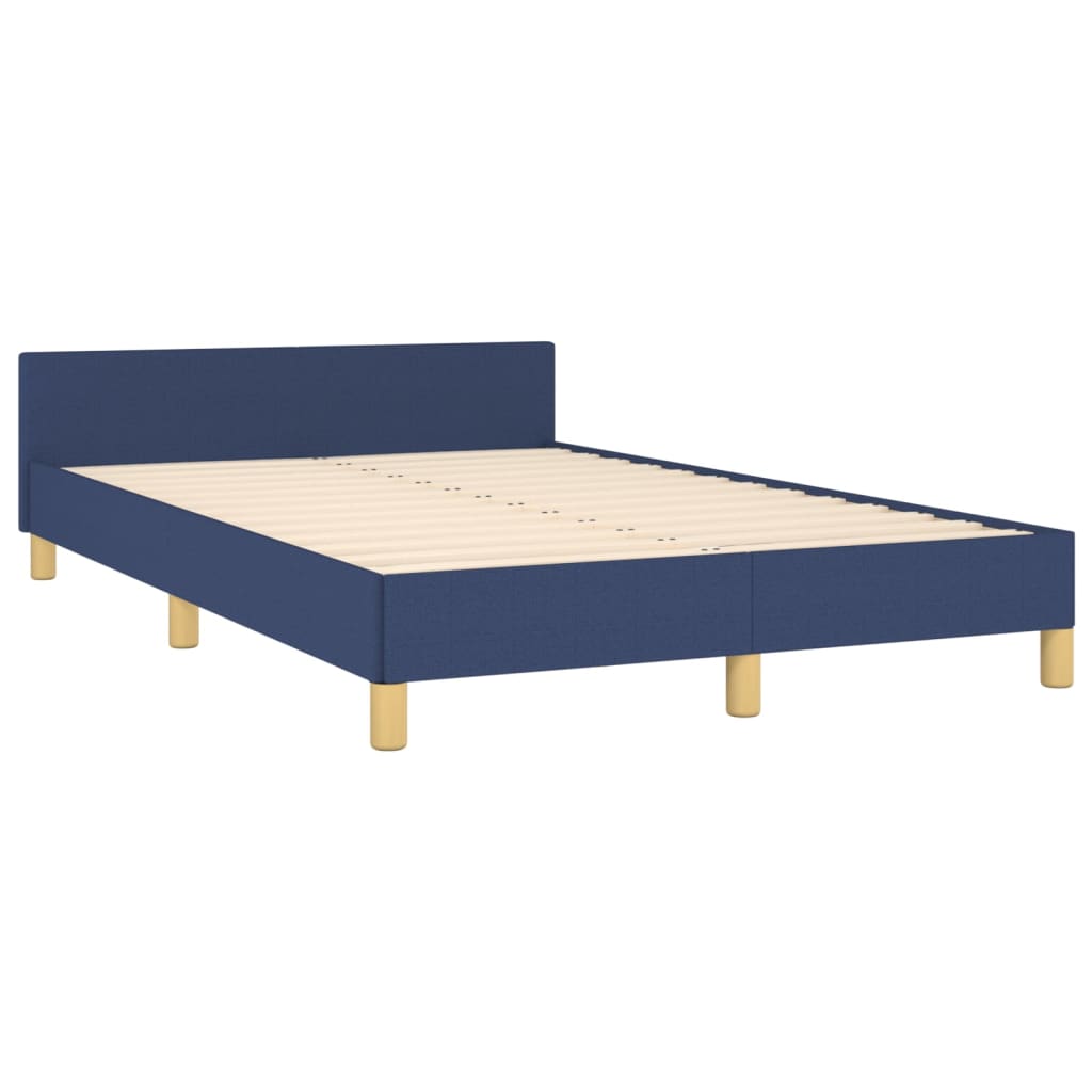 Bedframe met hoofdeinde zonder matras 120x200 cm stof blauw is nu te koop bij PeponiXL, paradijselijk wonen!