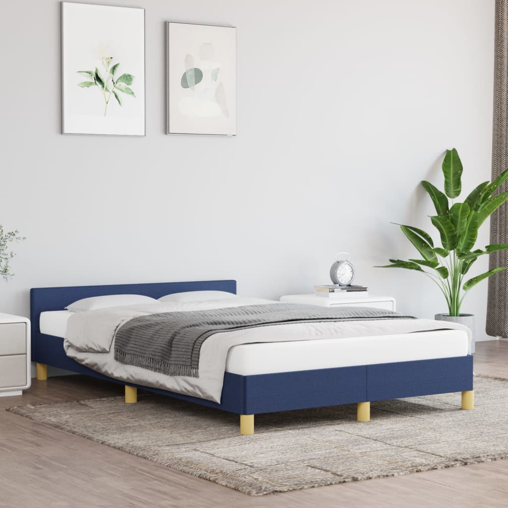 Bedframe met hoofdeinde zonder matras 120x200 cm stof blauw is nu te koop bij PeponiXL, paradijselijk wonen!