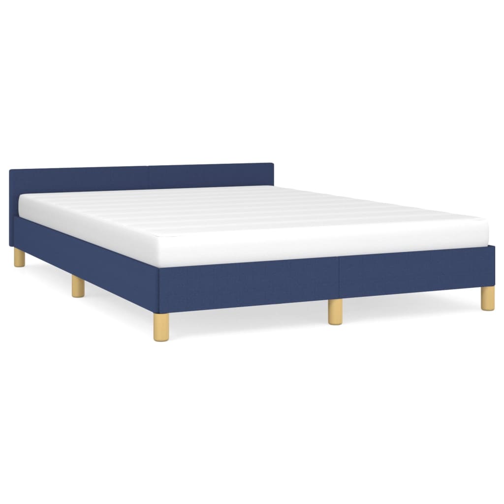 Bedframe met hoofdeinde zonder matras 140x190 cm stof blauw is nu te koop bij PeponiXL, paradijselijk wonen!