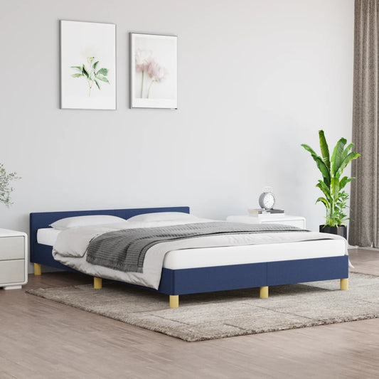 Bedframe met hoofdeinde zonder matras 140x190 cm stof blauw is nu te koop bij PeponiXL, paradijselijk wonen!
