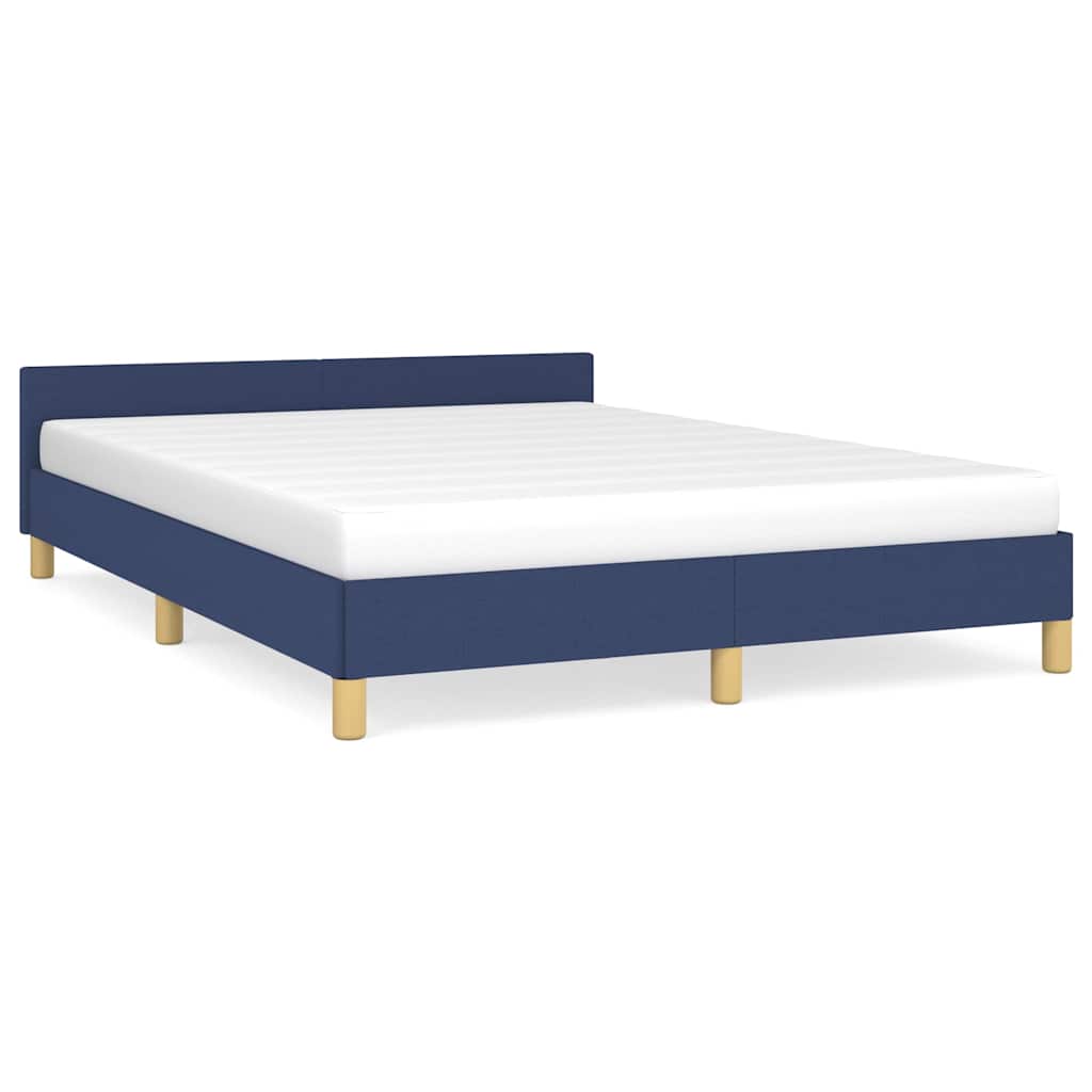 Bedframe met hoofdeinde zonder matras 140x200 cm stof blauw is nu te koop bij PeponiXL, paradijselijk wonen!
