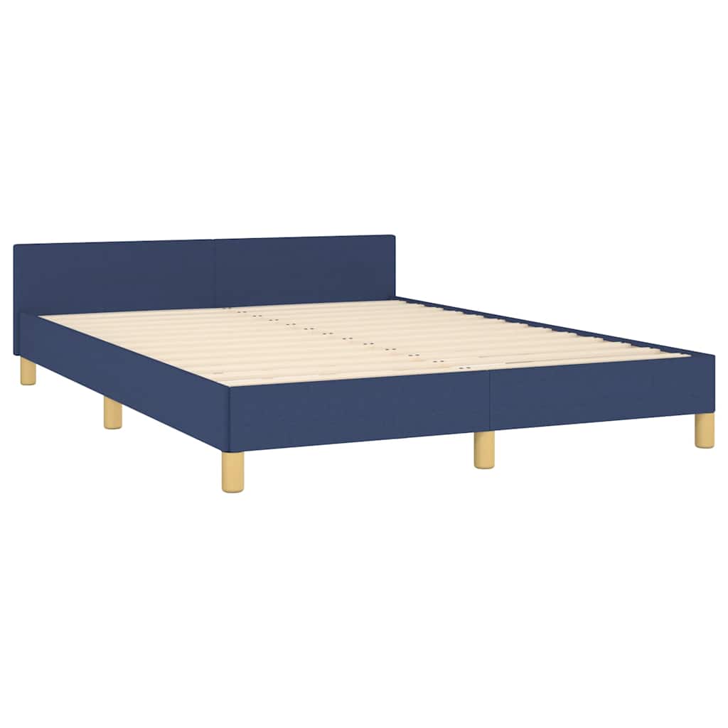 Bedframe met hoofdeinde zonder matras 140x200 cm stof blauw is nu te koop bij PeponiXL, paradijselijk wonen!