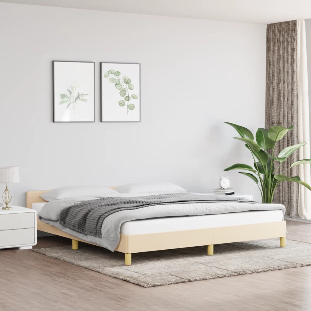 Bedframe zonder matras stof crèmekleurig 160x200 cm is nu te koop bij PeponiXL, paradijselijk wonen!