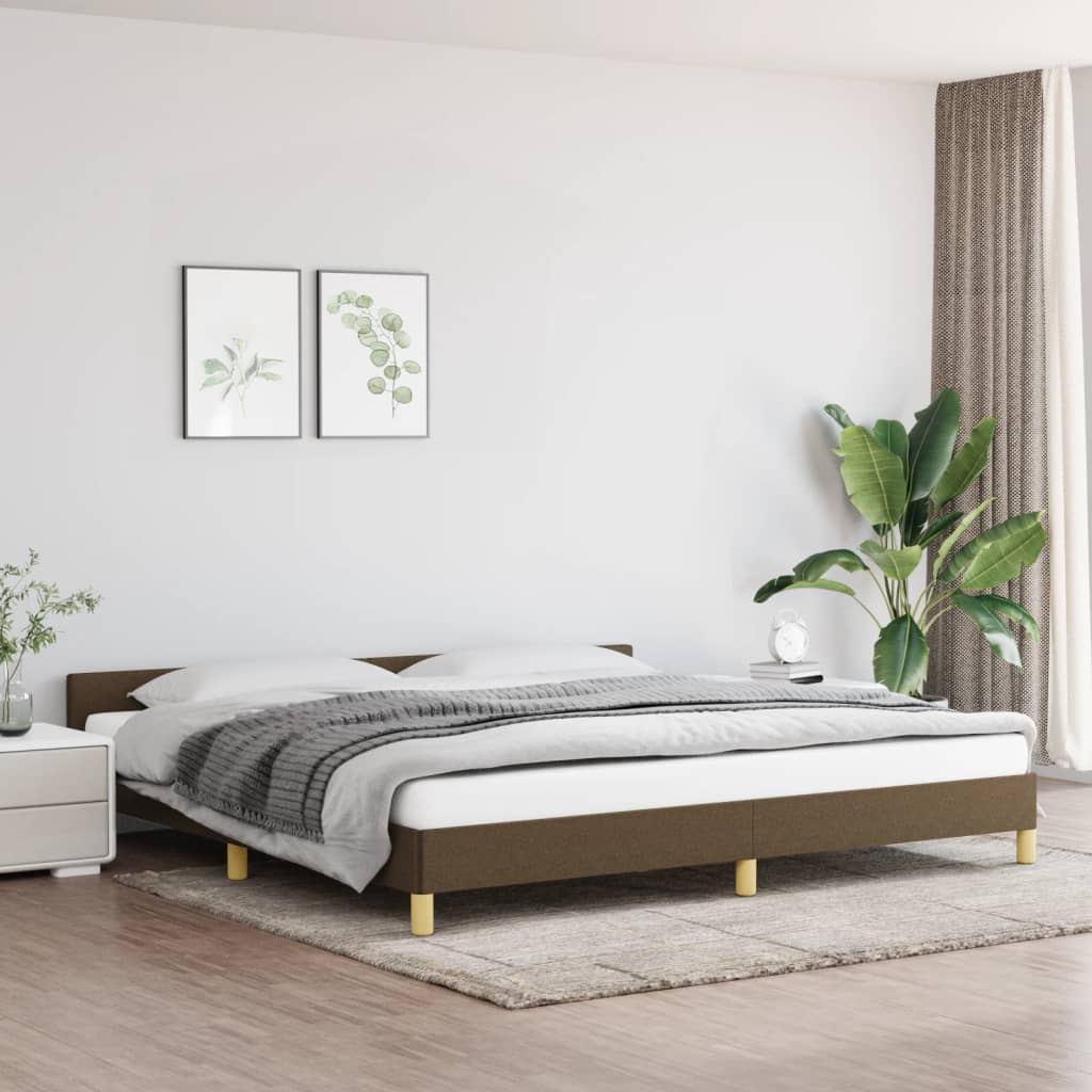 Bedframe zonder matras stof donkerbruin 200x200 cm is nu te koop bij PeponiXL, paradijselijk wonen!