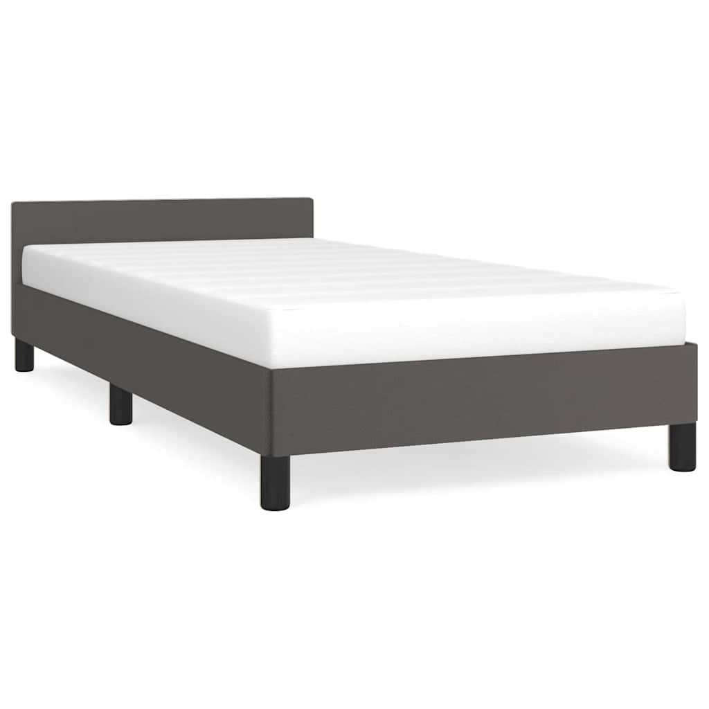 Bedframe met hoofdeinde zonder matras 80x200 cm grijs is nu te koop bij PeponiXL, paradijselijk wonen!