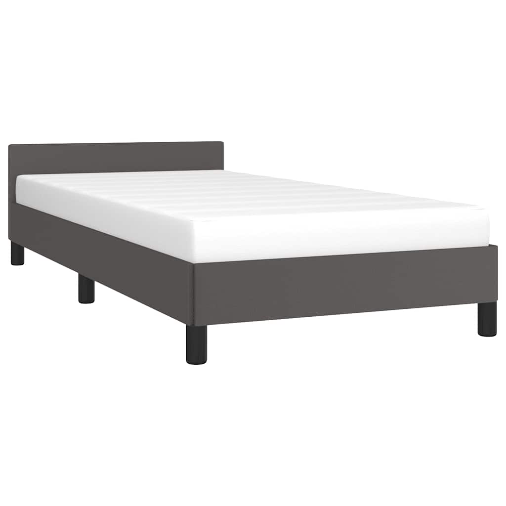 Bedframe met hoofdeinde zonder matras 80x200 cm grijs is nu te koop bij PeponiXL, paradijselijk wonen!