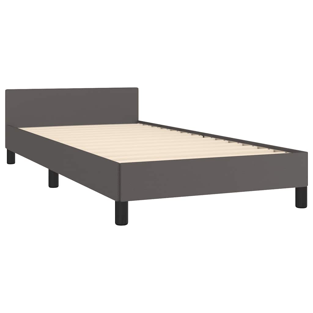 Bedframe met hoofdeinde zonder matras 80x200 cm grijs is nu te koop bij PeponiXL, paradijselijk wonen!