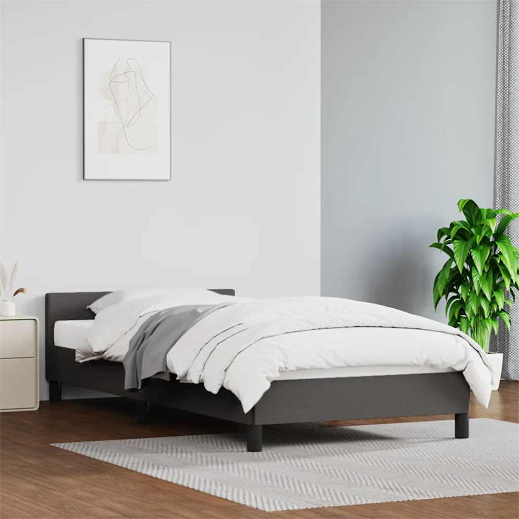 Bedframe met hoofdeinde zonder matras 80x200 cm grijs is nu te koop bij PeponiXL, paradijselijk wonen!
