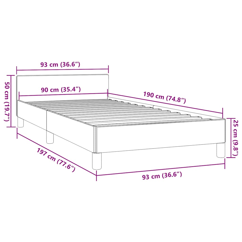 Bedframe met hoofdeinde zonder matras Cappuccino 90x190 cm is nu te koop bij PeponiXL, paradijselijk wonen!