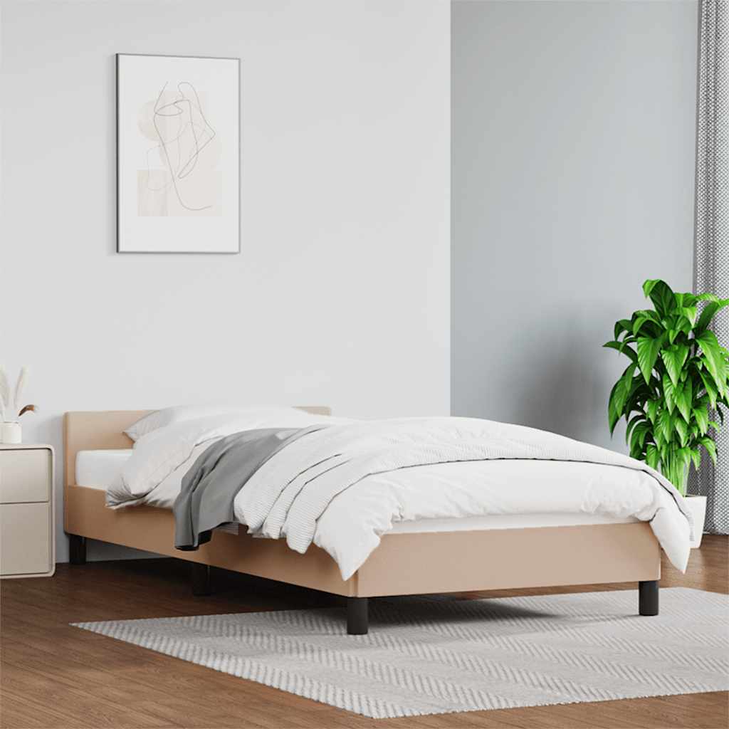 Bedframe met hoofdeinde zonder matras Cappuccino 90x190 cm is nu te koop bij PeponiXL, paradijselijk wonen!