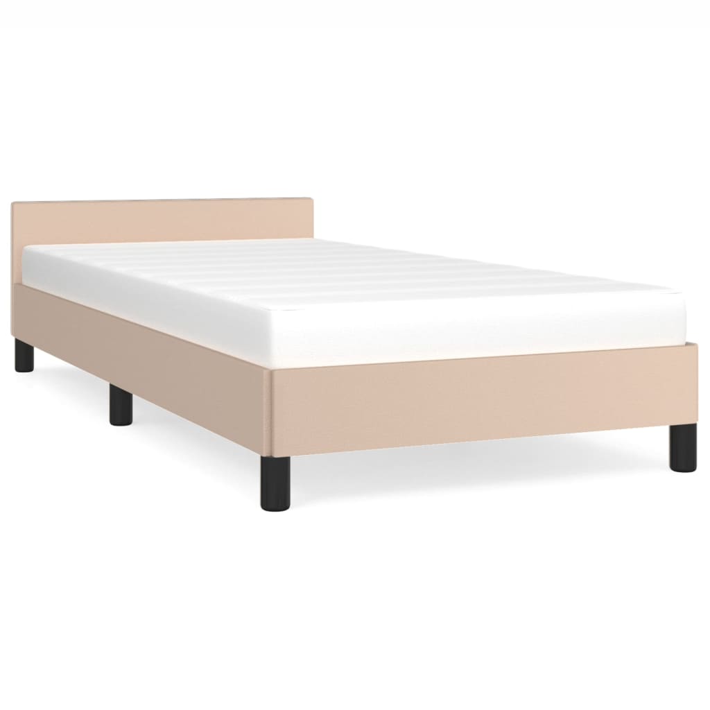 Bedframe met hoofdeinde zonder matras Cappuccino 90x200 cm is nu te koop bij PeponiXL, paradijselijk wonen!