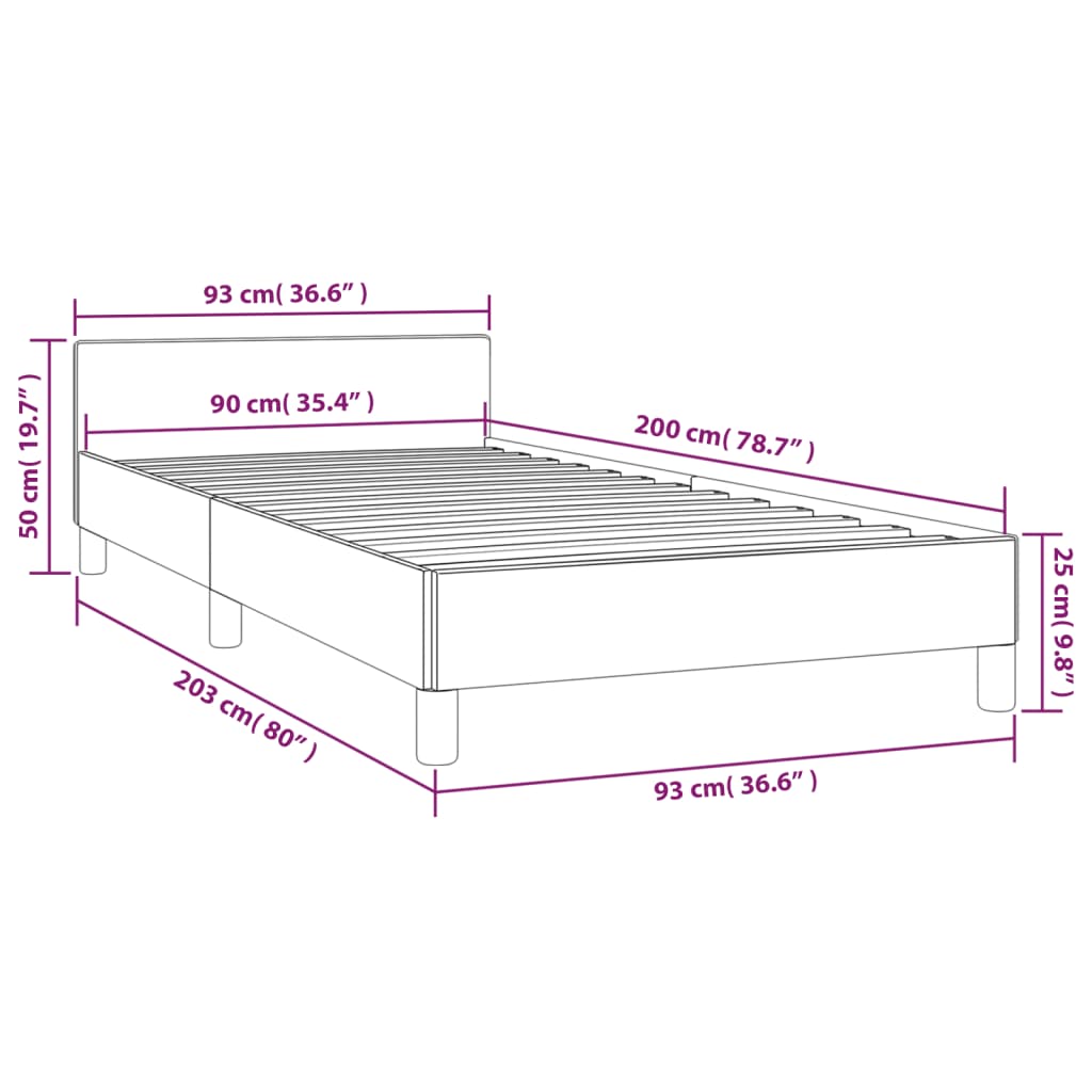 Bedframe met hoofdeinde zonder matras Cappuccino 90x200 cm is nu te koop bij PeponiXL, paradijselijk wonen!
