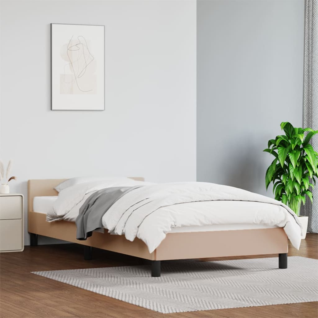 Bedframe met hoofdeinde zonder matras Cappuccino 90x200 cm is nu te koop bij PeponiXL, paradijselijk wonen!