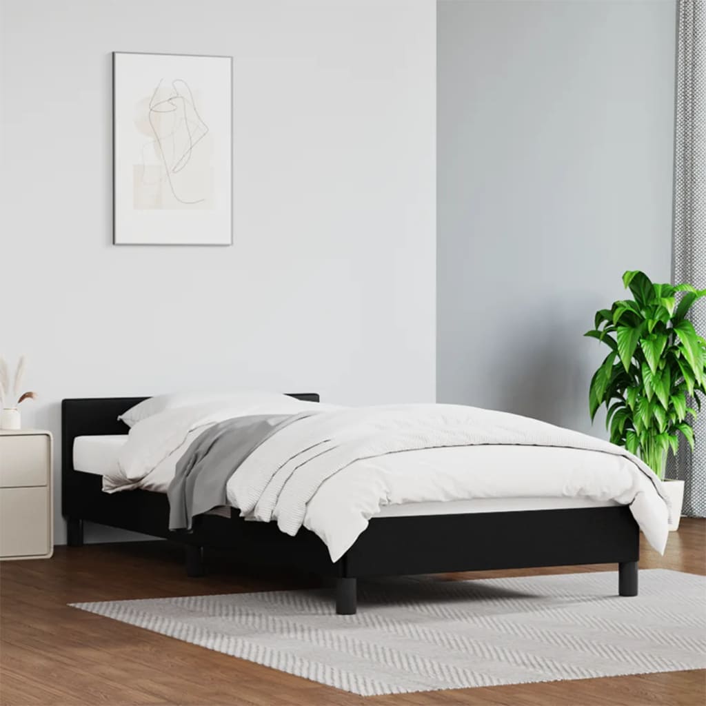 Bedframe met hoofdeinde zonder matras 100x200 cm zwart is nu te koop bij PeponiXL, paradijselijk wonen!