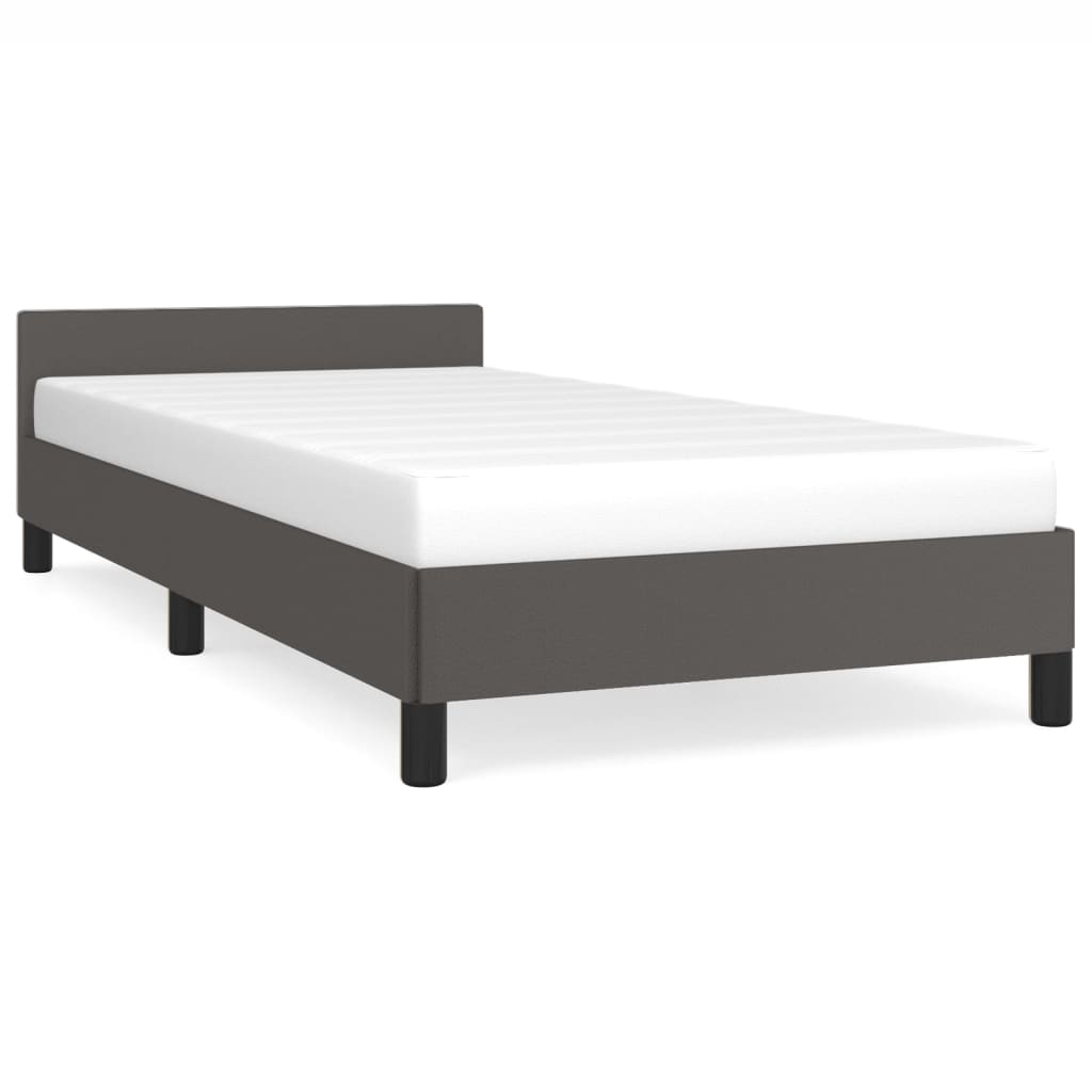 Bedframe met hoofdeinde zonder matras 100x200 cm grijs is nu te koop bij PeponiXL, paradijselijk wonen!
