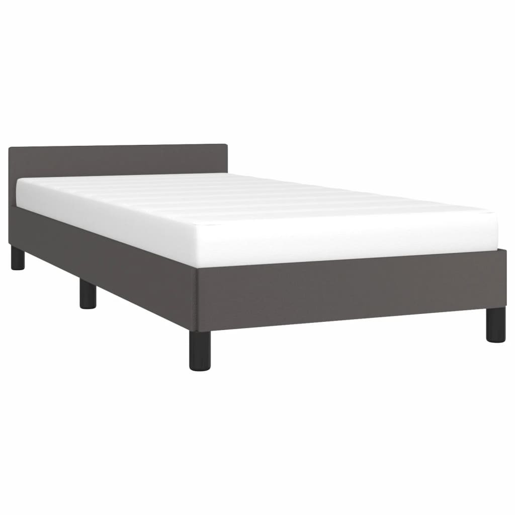 Bedframe met hoofdeinde zonder matras 100x200 cm grijs is nu te koop bij PeponiXL, paradijselijk wonen!