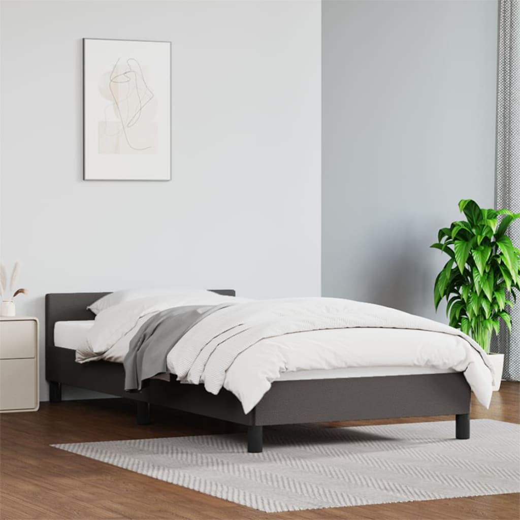 Bedframe met hoofdeinde zonder matras 100x200 cm grijs is nu te koop bij PeponiXL, paradijselijk wonen!