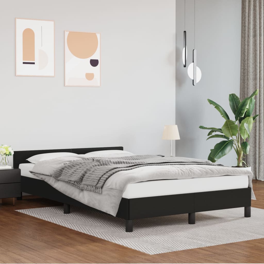 Bedframe met hoofdeinde zonder matras 120x200 cm zwart is nu te koop bij PeponiXL, paradijselijk wonen!