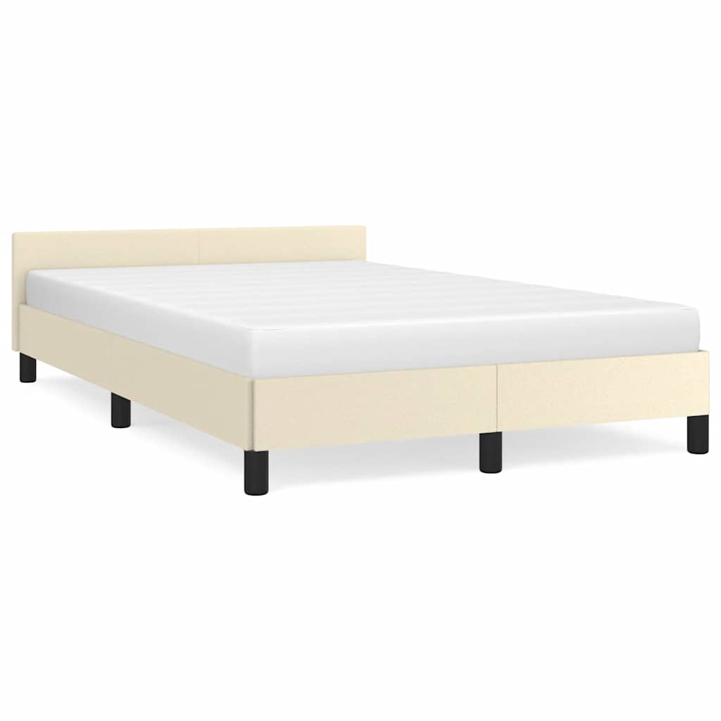 Bedframe met hoofdeinde zonder matras 120x200 cm crèmekleurig is nu te koop bij PeponiXL, paradijselijk wonen!