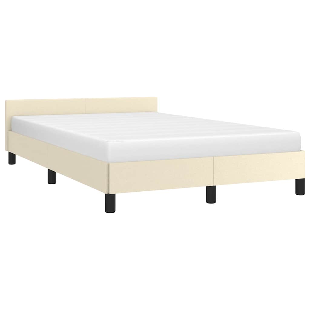 Bedframe met hoofdeinde zonder matras 120x200 cm crèmekleurig is nu te koop bij PeponiXL, paradijselijk wonen!