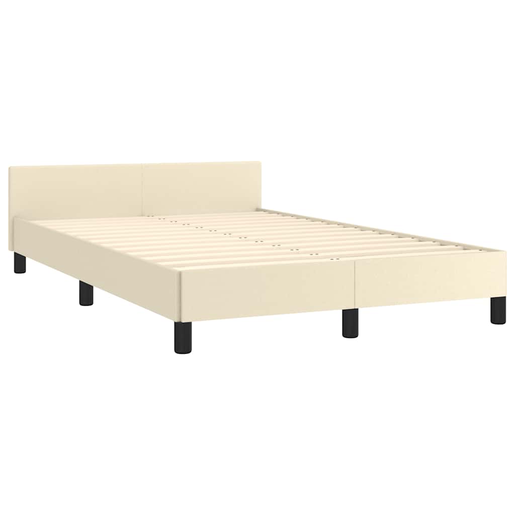 Bedframe met hoofdeinde zonder matras 120x200 cm crèmekleurig is nu te koop bij PeponiXL, paradijselijk wonen!