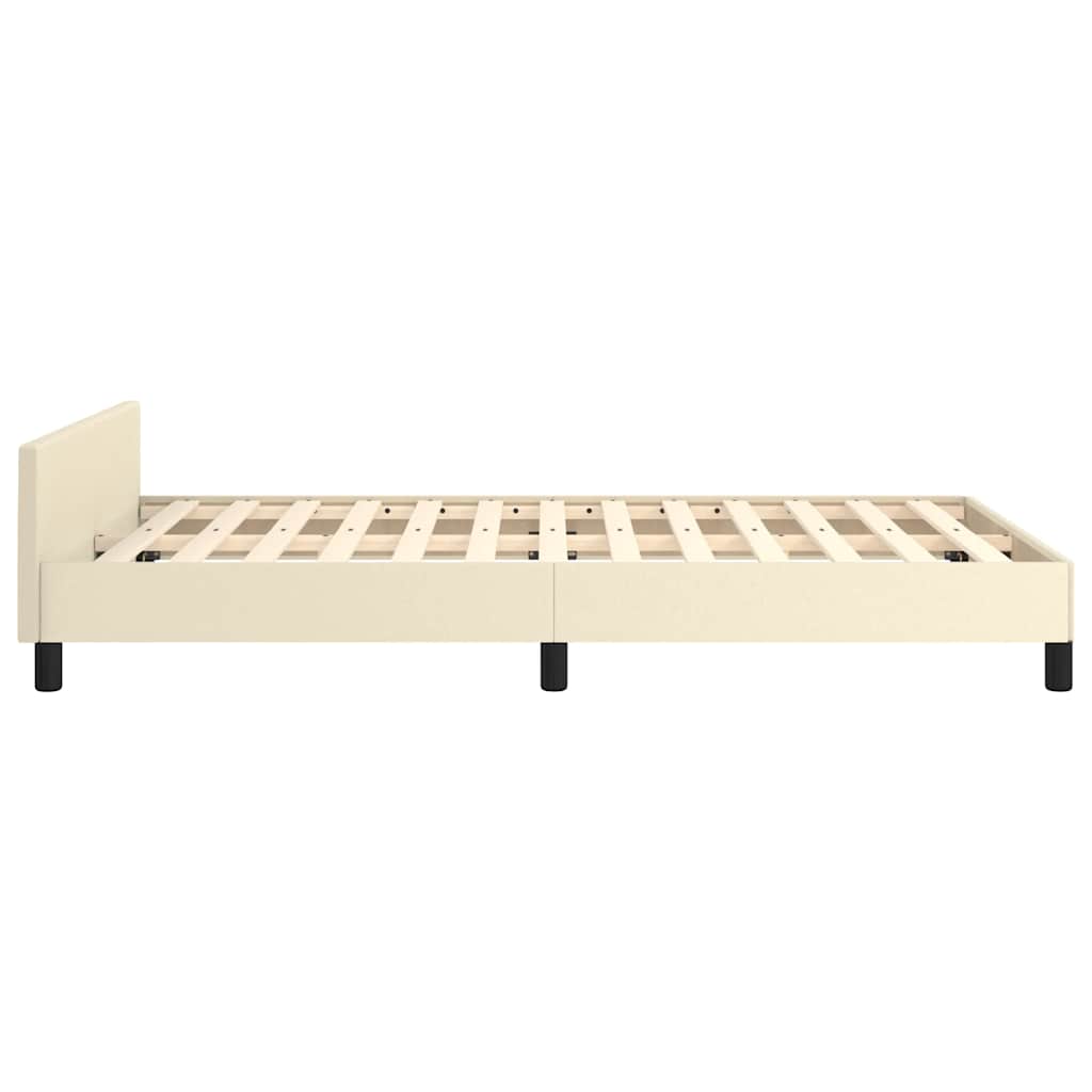 Bedframe met hoofdeinde zonder matras 120x200 cm crèmekleurig is nu te koop bij PeponiXL, paradijselijk wonen!