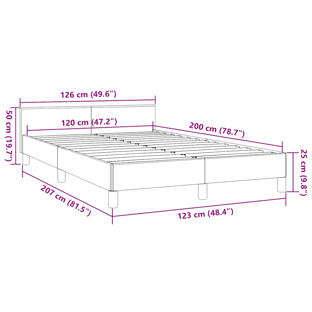 Bedframe met hoofdeinde zonder matras 120x200 cm crèmekleurig is nu te koop bij PeponiXL, paradijselijk wonen!