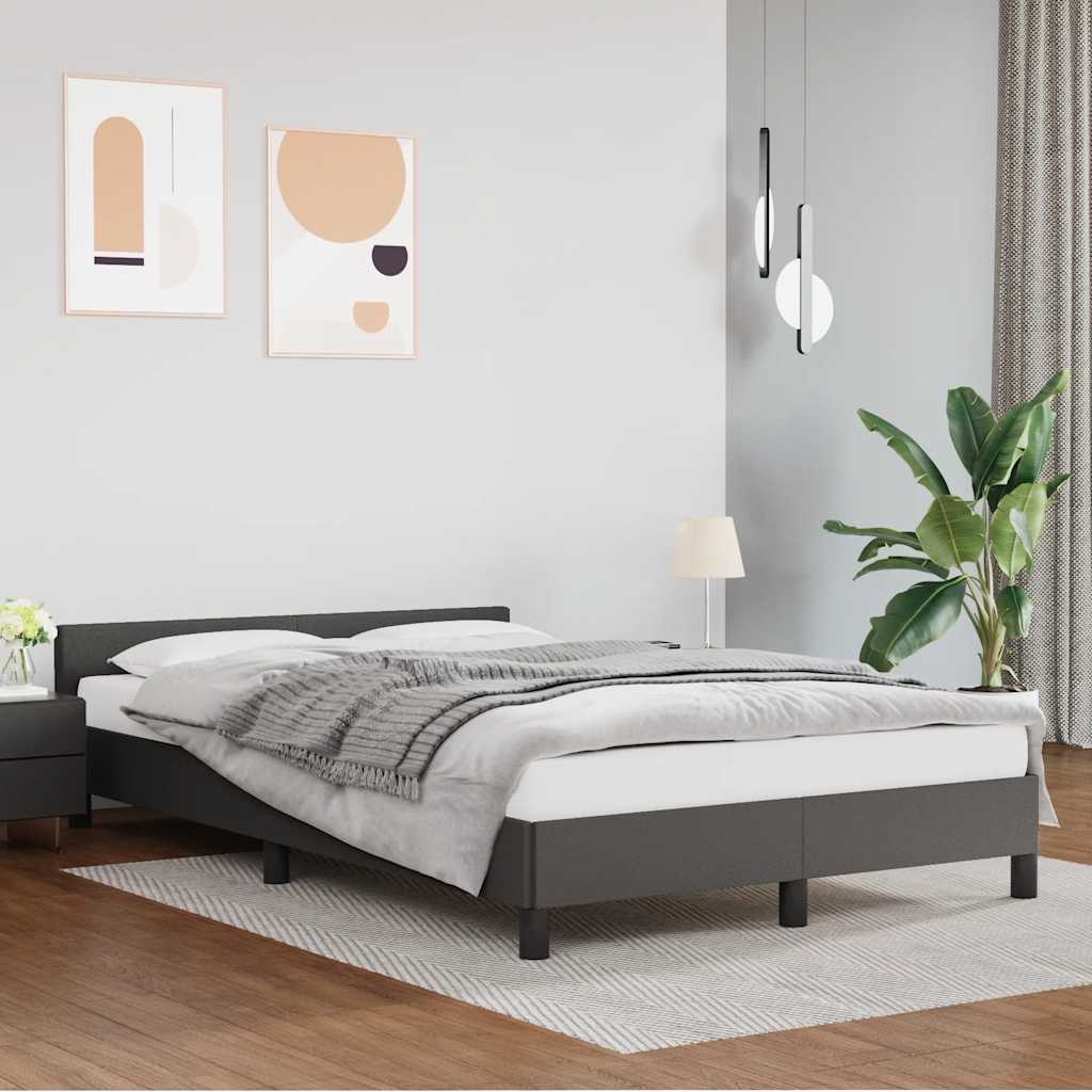 Bedframe met hoofdeinde zonder matras 120x200 cm grijs is nu te koop bij PeponiXL, paradijselijk wonen!
