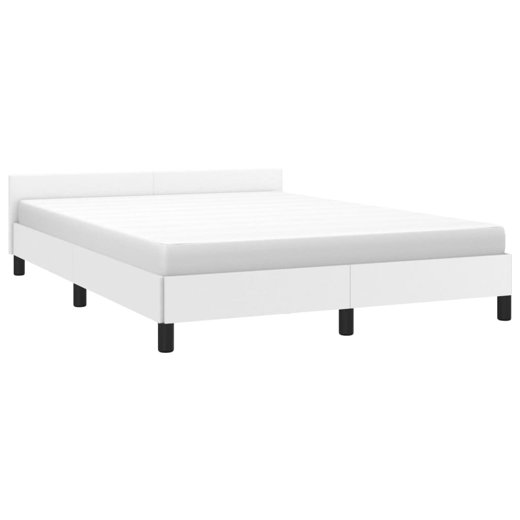 Bedframe met hoofdeinde zonder matras 140x190 cm wit is nu te koop bij PeponiXL, paradijselijk wonen!