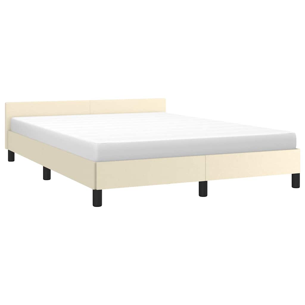 Bedframe met hoofdeinde zonder matras 140x190 cm crèmekleurig is nu te koop bij PeponiXL, paradijselijk wonen!