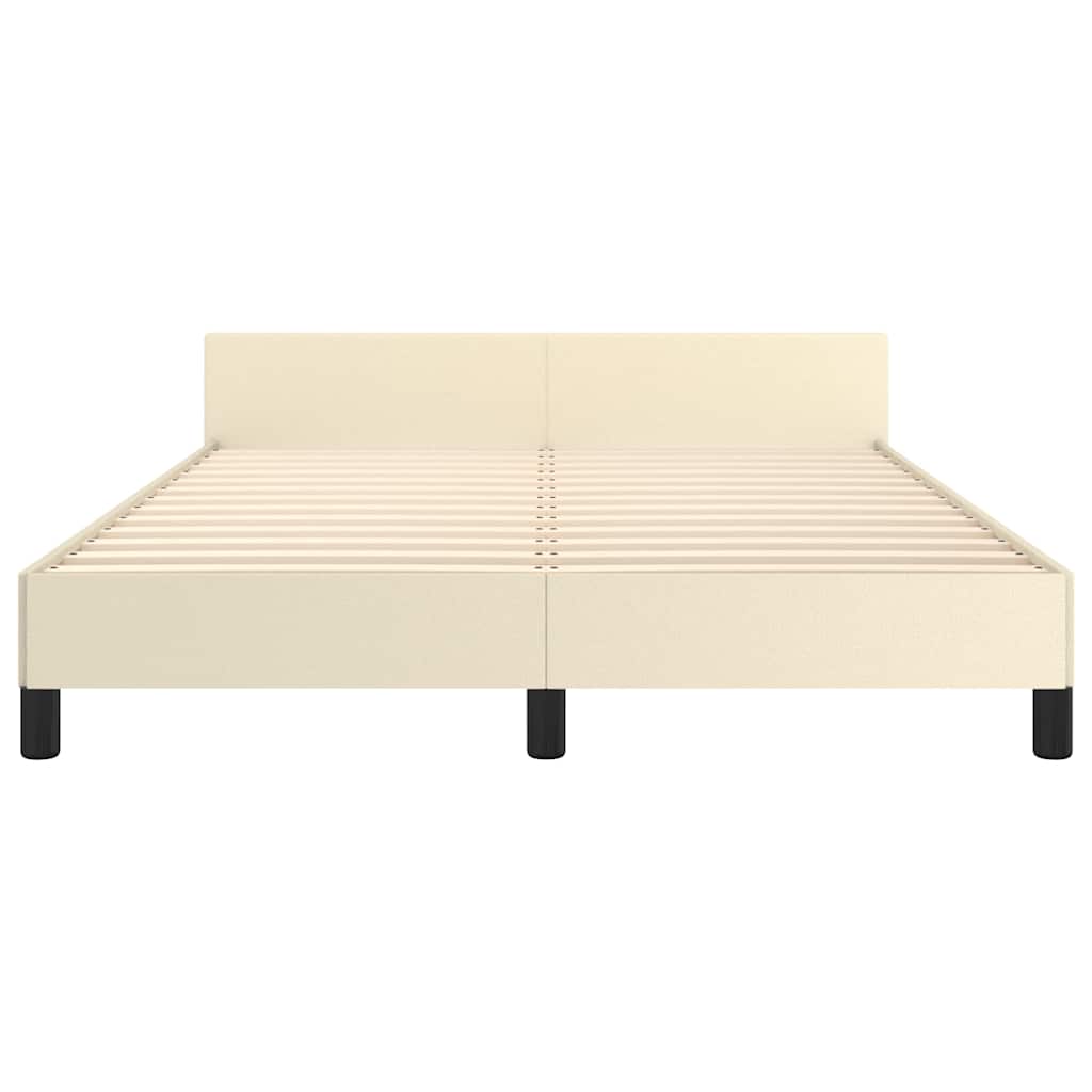 Bedframe met hoofdeinde zonder matras 140x190 cm crèmekleurig is nu te koop bij PeponiXL, paradijselijk wonen!