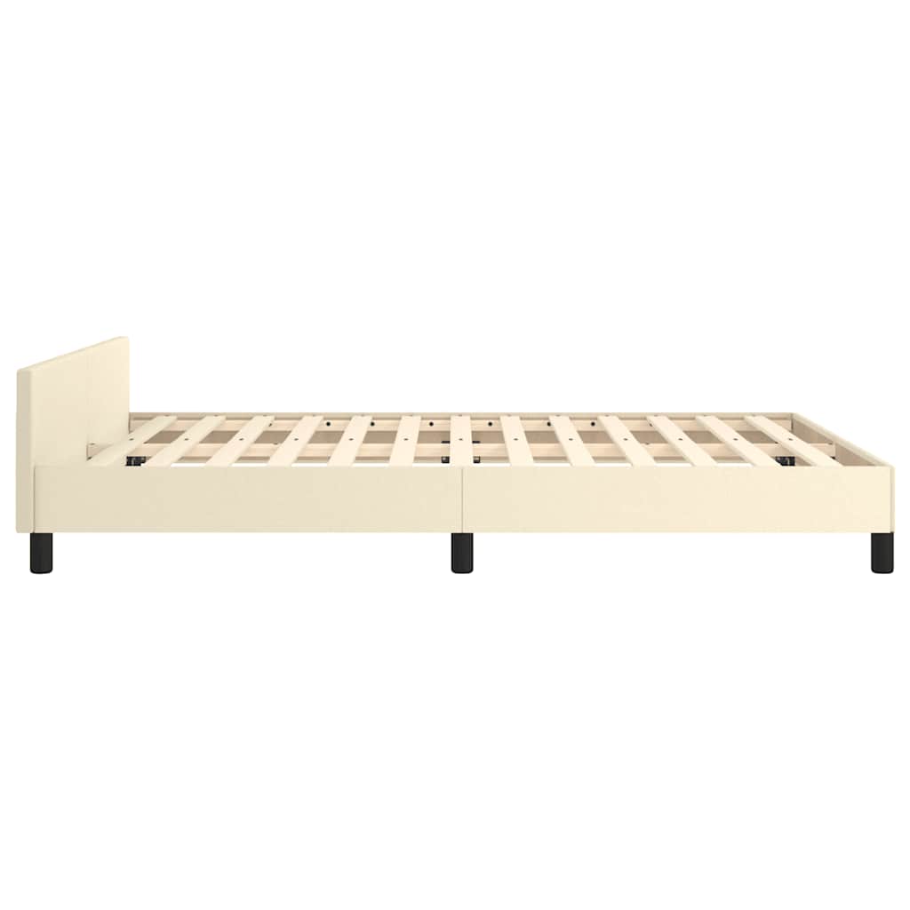 Bedframe met hoofdeinde zonder matras 140x190 cm crèmekleurig is nu te koop bij PeponiXL, paradijselijk wonen!