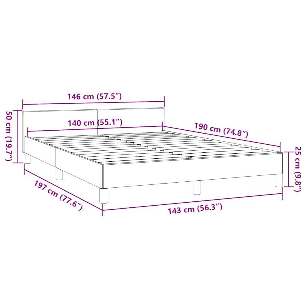 Bedframe met hoofdeinde zonder matras 140x190 cm crèmekleurig is nu te koop bij PeponiXL, paradijselijk wonen!
