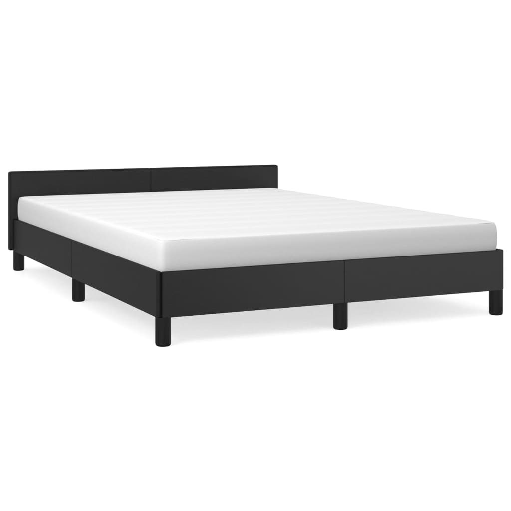 Bedframe met hoofdeinde zonder matras 140x200 cm zwart is nu te koop bij PeponiXL, paradijselijk wonen!