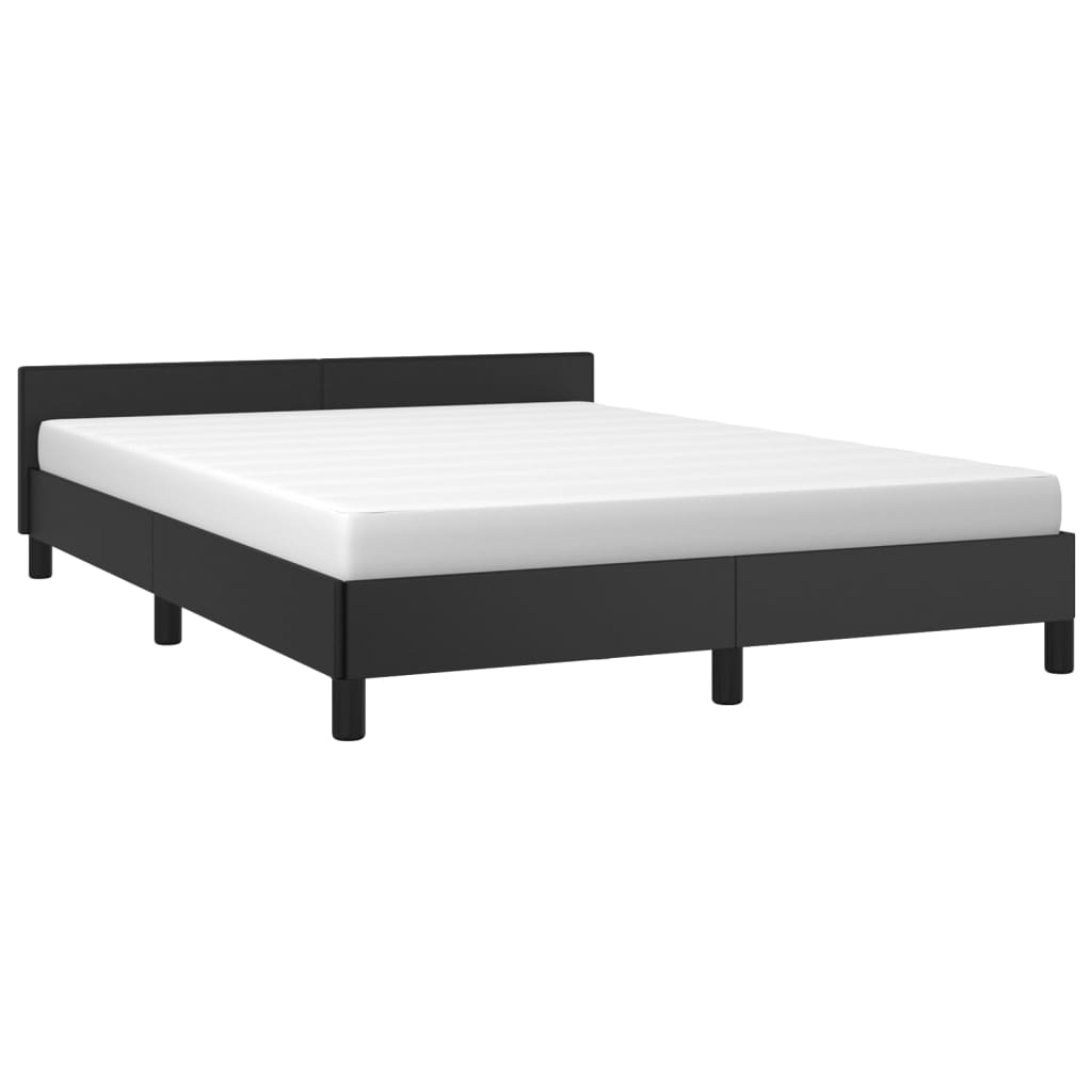 Bedframe met hoofdeinde zonder matras 140x200 cm zwart is nu te koop bij PeponiXL, paradijselijk wonen!