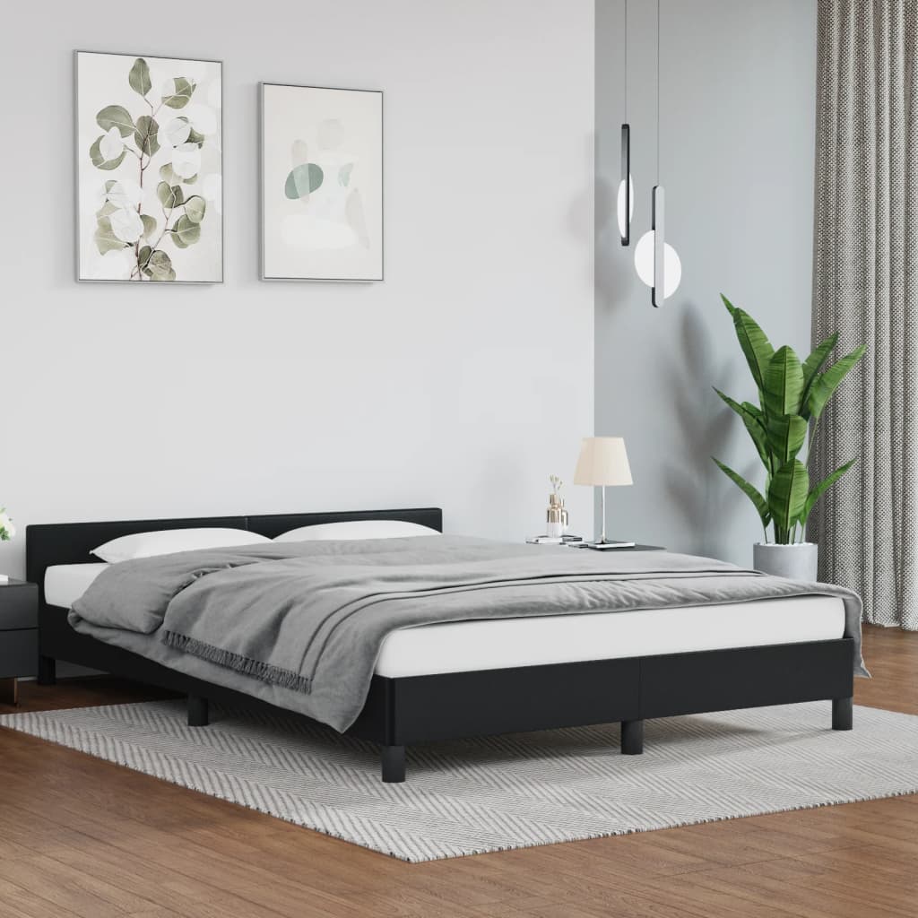 Bedframe met hoofdeinde zonder matras 140x200 cm zwart is nu te koop bij PeponiXL, paradijselijk wonen!