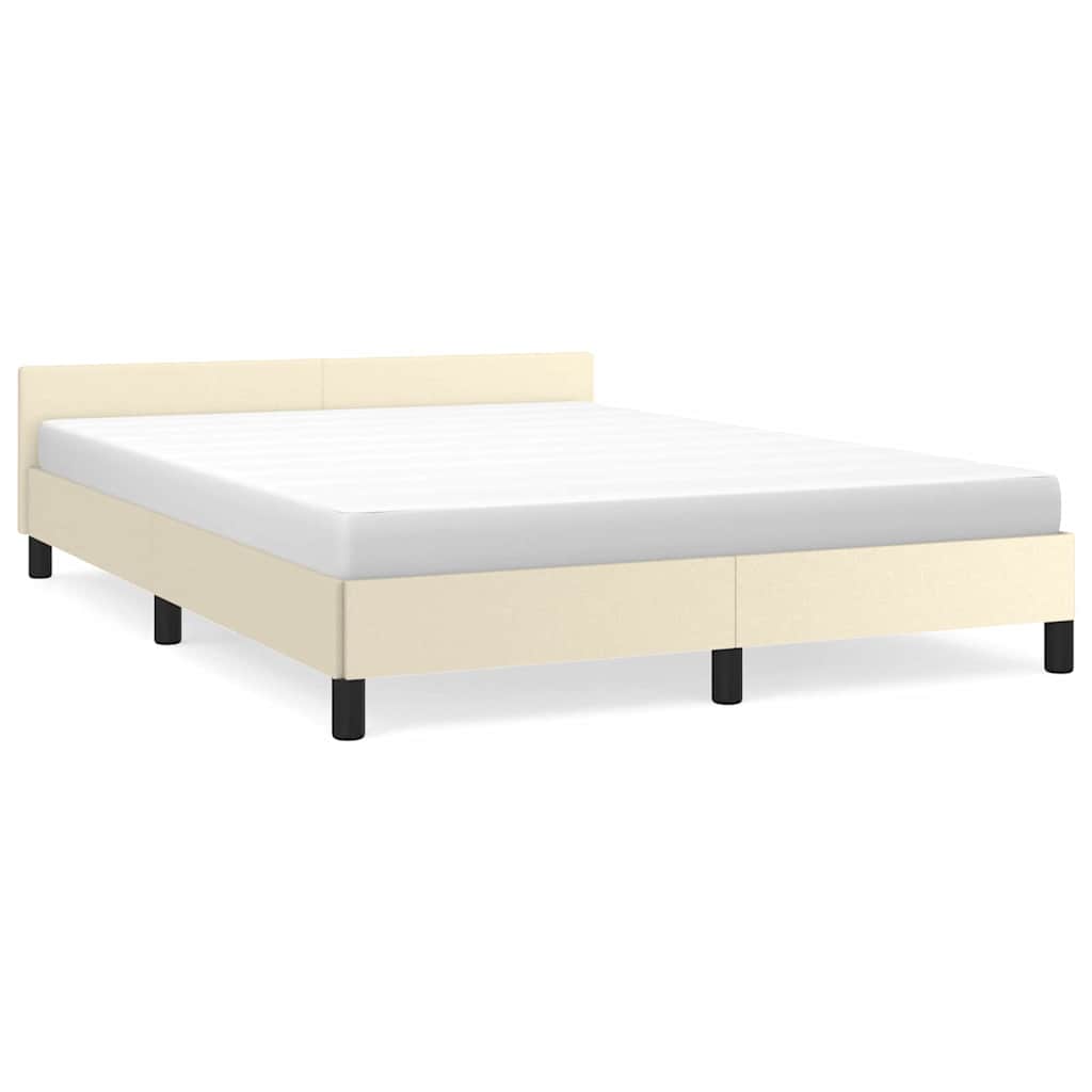 Bedframe met hoofdeinde zonder matras 140x200 cm crèmekleurig is nu te koop bij PeponiXL, paradijselijk wonen!