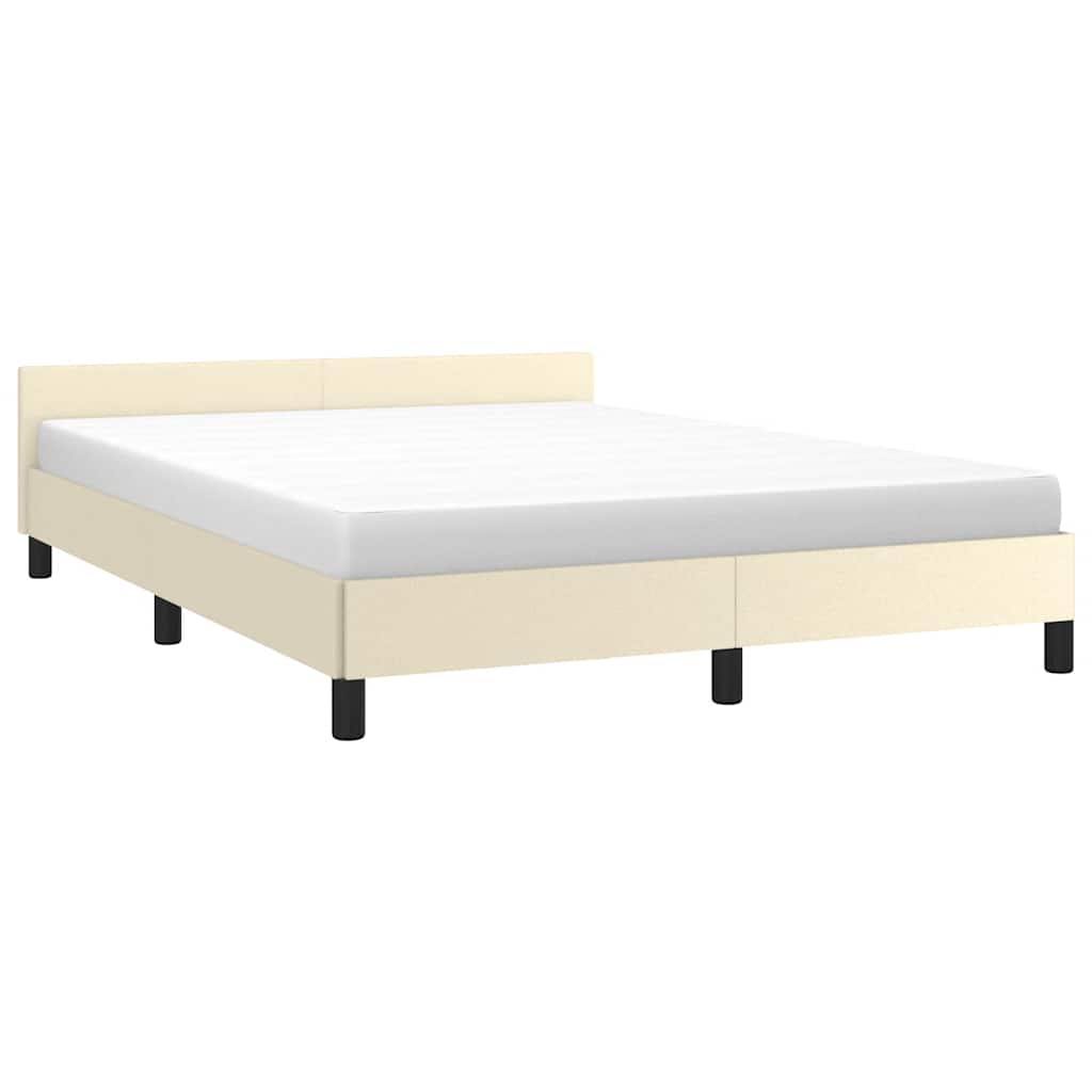Bedframe met hoofdeinde zonder matras 140x200 cm crèmekleurig is nu te koop bij PeponiXL, paradijselijk wonen!