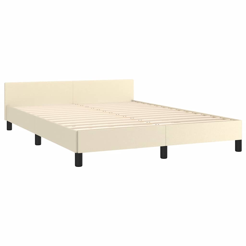 Bedframe met hoofdeinde zonder matras 140x200 cm crèmekleurig is nu te koop bij PeponiXL, paradijselijk wonen!
