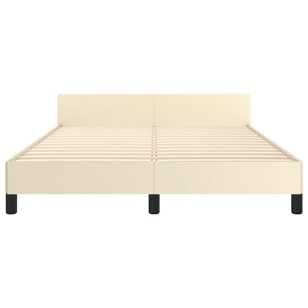 Bedframe met hoofdeinde zonder matras 140x200 cm crèmekleurig is nu te koop bij PeponiXL, paradijselijk wonen!