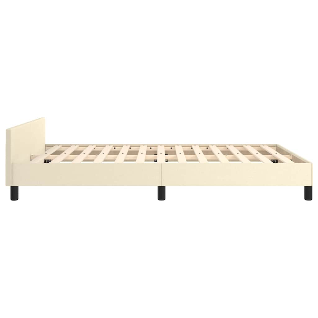 Bedframe met hoofdeinde zonder matras 140x200 cm crèmekleurig is nu te koop bij PeponiXL, paradijselijk wonen!