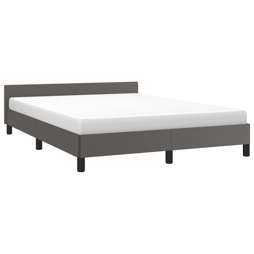 Bedframe met hoofdeinde zonder matras 140x200 cm grijs is nu te koop bij PeponiXL, paradijselijk wonen!