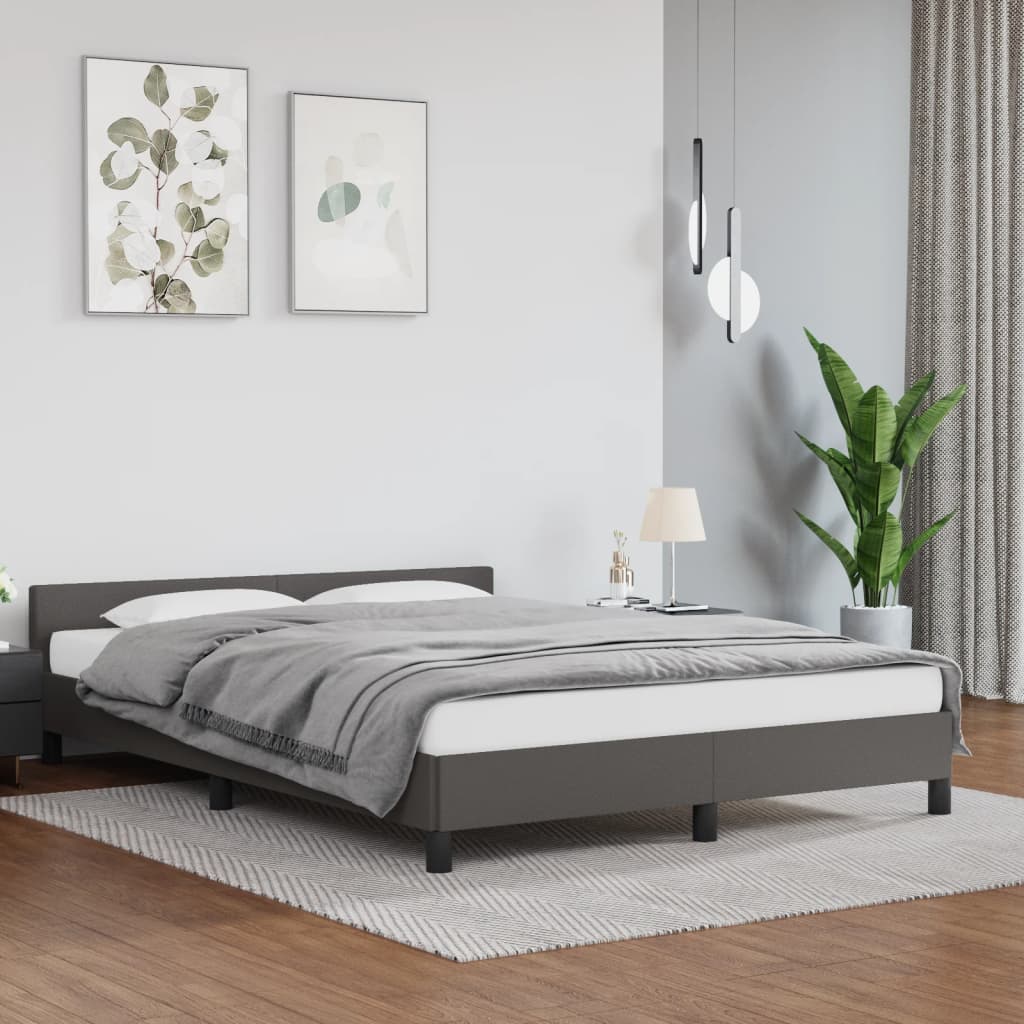 Bedframe met hoofdeinde zonder matras 140x200 cm grijs is nu te koop bij PeponiXL, paradijselijk wonen!