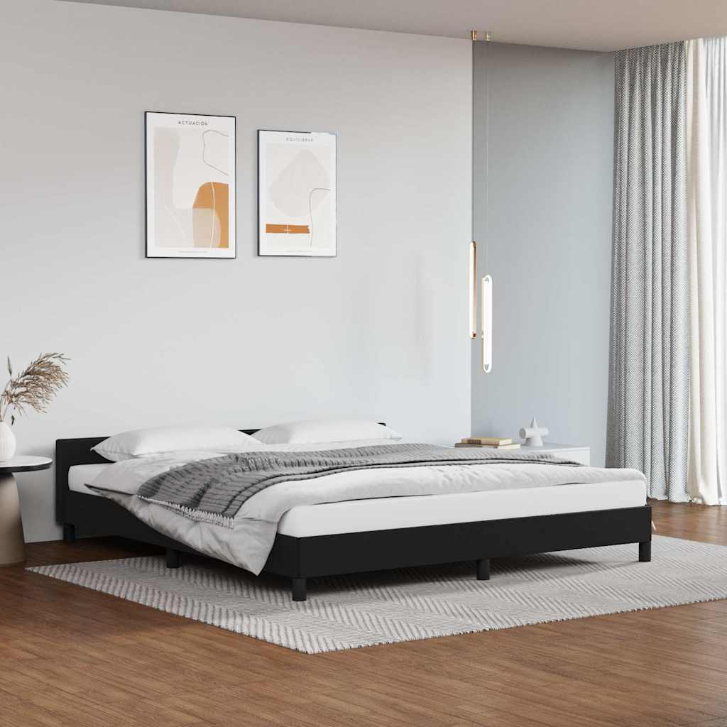 Bedframe met hoofdeinde zonder matras 160x200 cm zwart is nu te koop bij PeponiXL, paradijselijk wonen!