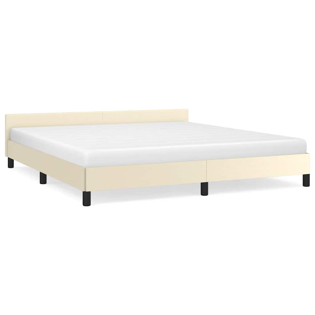 Bedframe met hoofdeinde zonder matras 160x200 cm crèmekleurig is nu te koop bij PeponiXL, paradijselijk wonen!