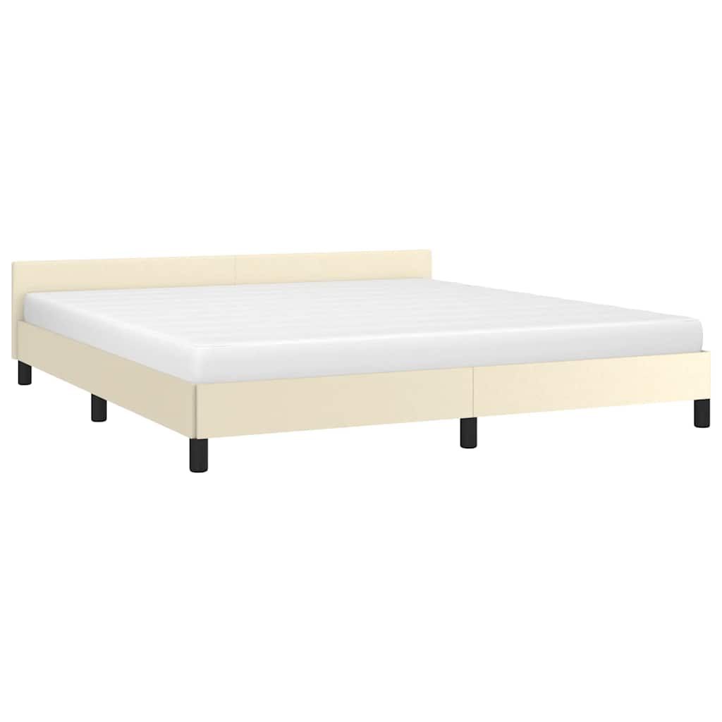 Bedframe met hoofdeinde zonder matras 160x200 cm crèmekleurig is nu te koop bij PeponiXL, paradijselijk wonen!